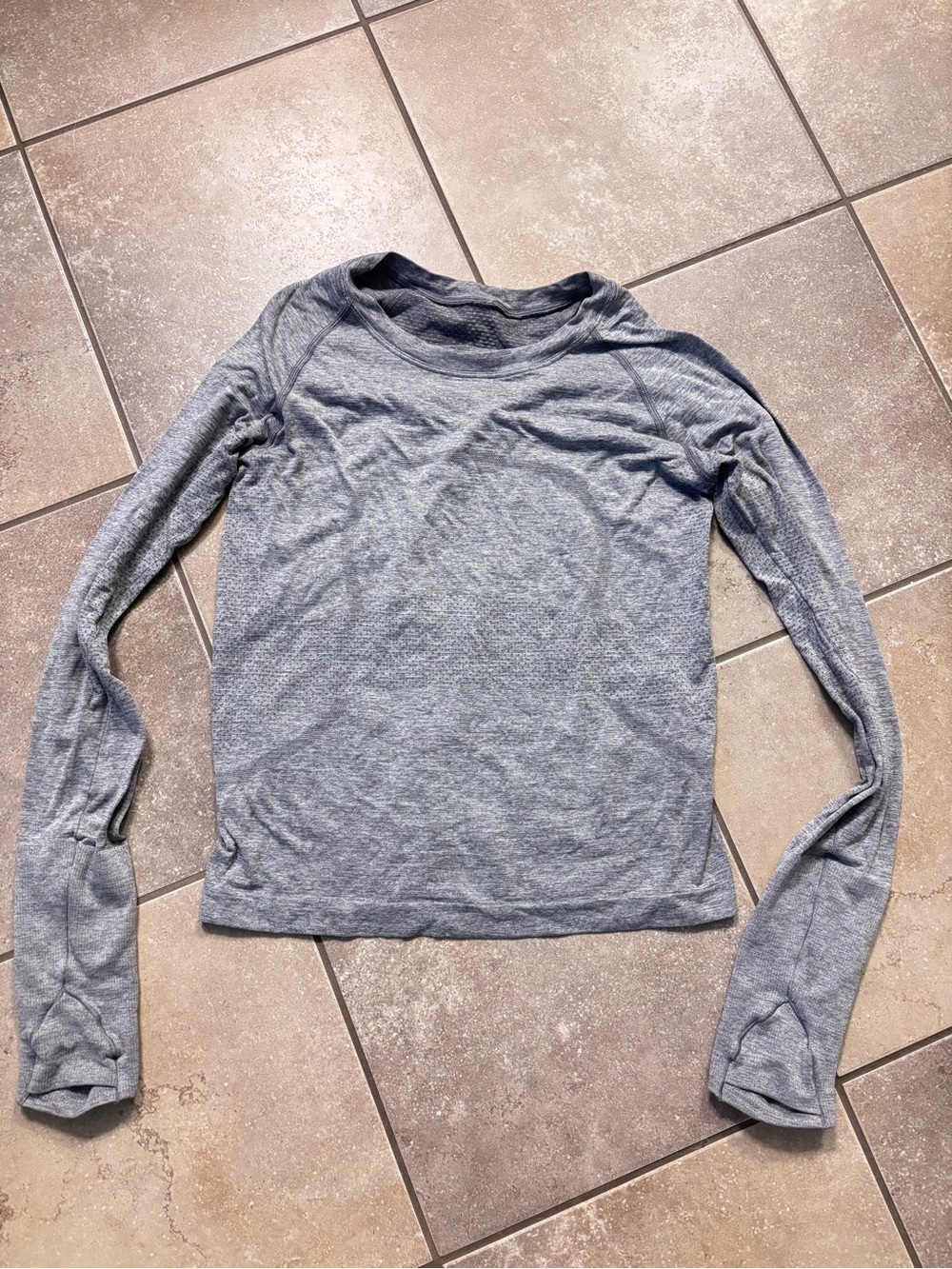 Gray Lululemon Cropped Performance Long Sleeve